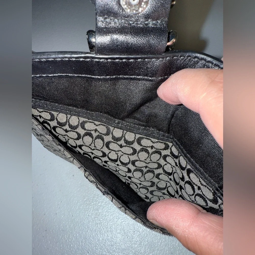 Coach Black Signature Mini C Soho Jacquard Canvas Buckle Clutch Wristlet Wallet